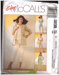 3238 MCCALLS SHIRT-JACKET LENGTHS, TOP, PANTS PATTERN 8-12,10-14,12-16